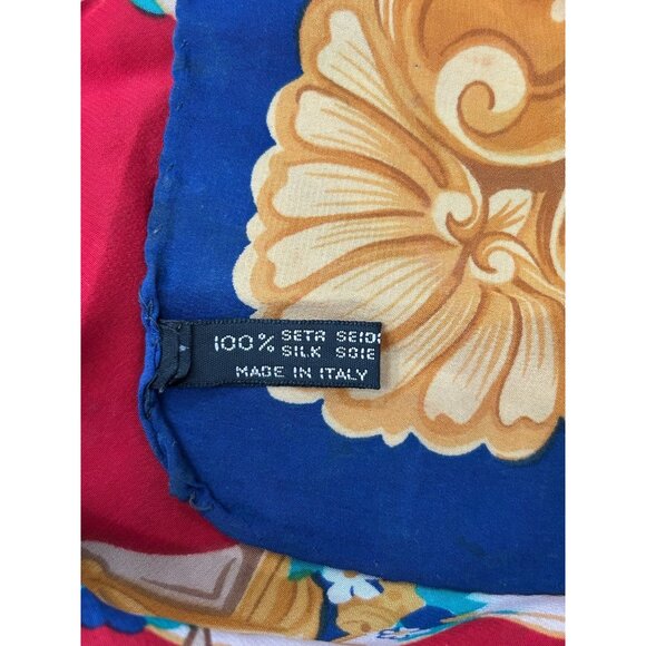 Vintage Italian Silk Scarf Carousel Horse Design 100% Silk 30 x 32 Made In Italy - Picture 3 of 6